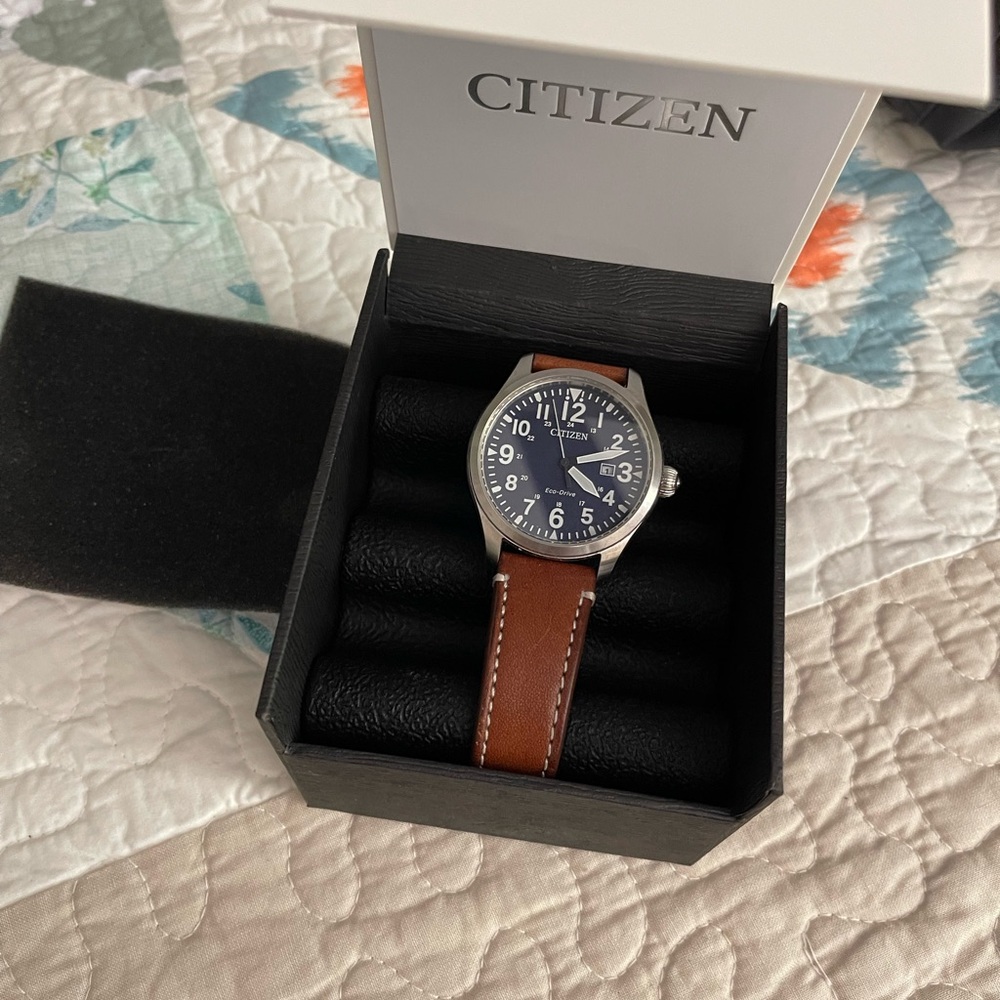 Citizen Brown and Blue Leather Strap Watch